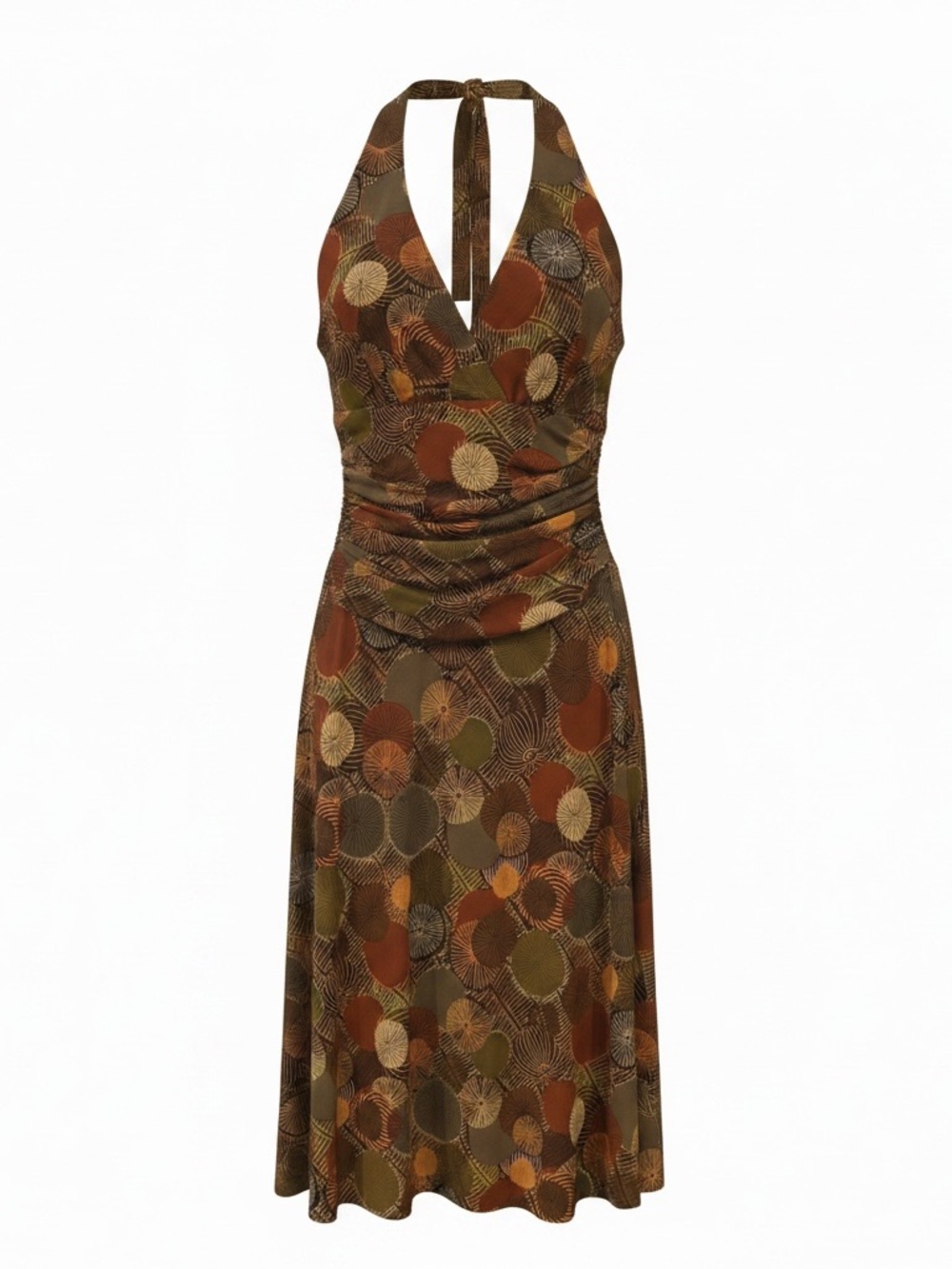 Jones New York Tie Neck Dress in Brown and Olive